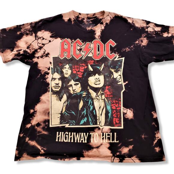 AC/DC Highway to Hell Shirt Extra Large Tie Dye Licensed Flaws Described - Picture 1 of 5